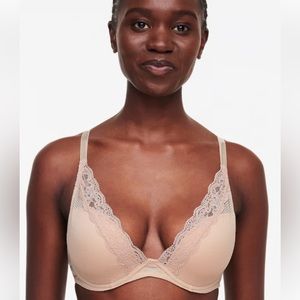 Chantelle Nude Lace Plunge Bra
